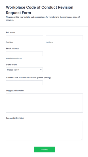 Workplace Code Of Conduct Revision Request Form Template