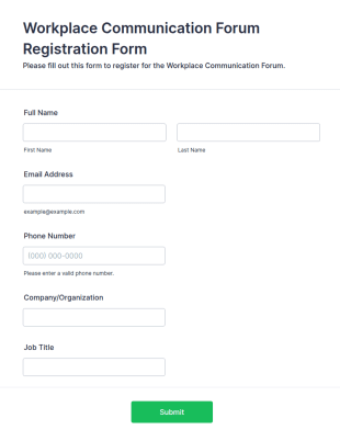 Workplace Communication Forum Registration Form Template