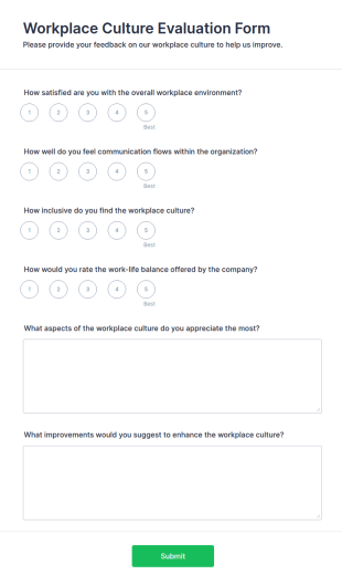 Workplace Culture Evaluation Form Template