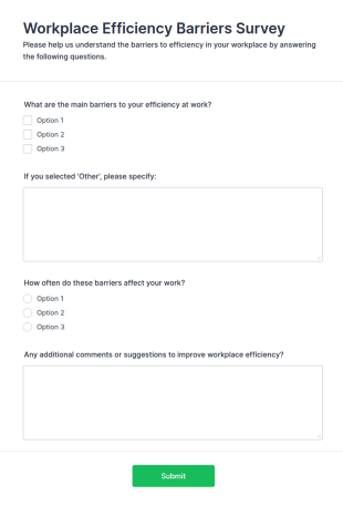Workplace Efficiency Barriers Survey Form Template
