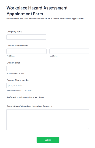 Workplace Hazard Assessment Appointment Form Template