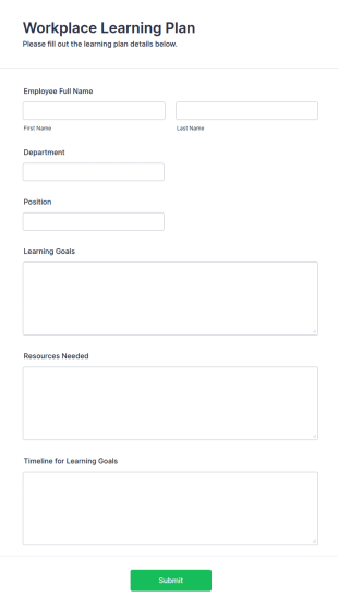 Workplace Learning Plan Form Template