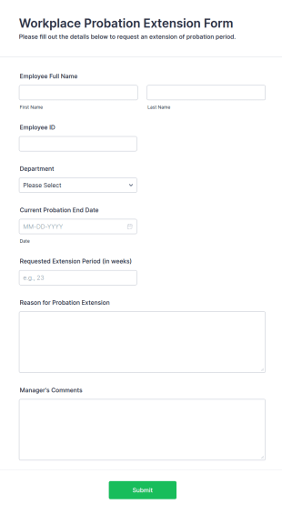 Workplace Probation Extension Form Template