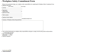 Workplace Safety Commitment Agreement Form Template