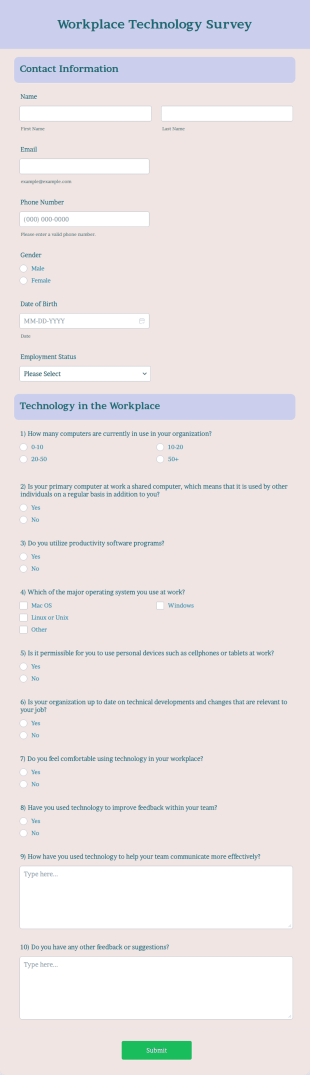 Workplace Technology Survey Form Template