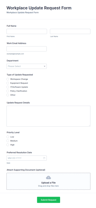 Workplace Update Request Form Template