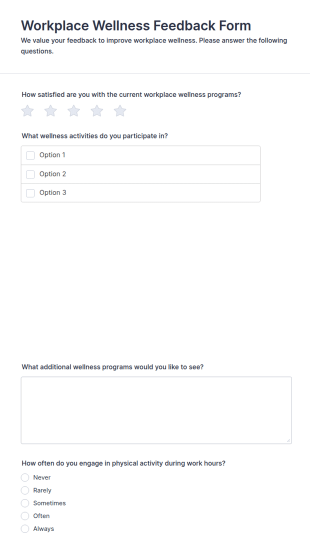 Workplace Wellness Feedback Form Template