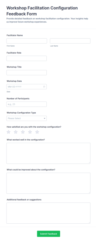 Workshop Facilitation Configuration Feedback Form Template