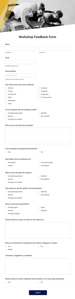 Workshop Feedback Form Template