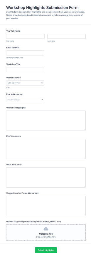 Workshop Highlights Submission Form Template