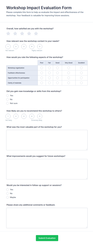 Workshop Impact Evaluation Application Form Template