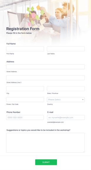 Responsive Workshop Registration Form Template