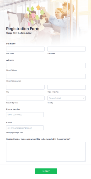 Responsive Workshop Registration Form Template