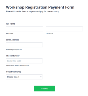 Workshop Registration Payment Form Template