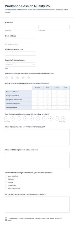 Workshop Session Quality Poll Form Template