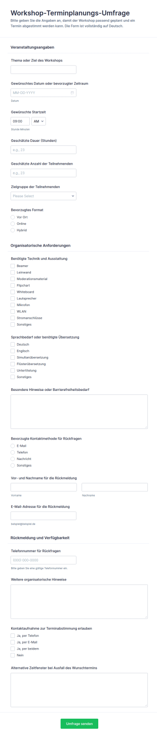 Workshop Terminplanungs Umfrage