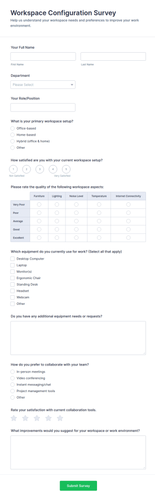 Workspace Configuration Survey Form Template