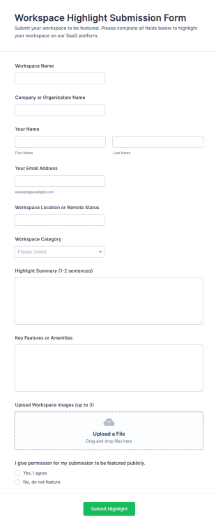 Workspace Highlight Submission Form Template