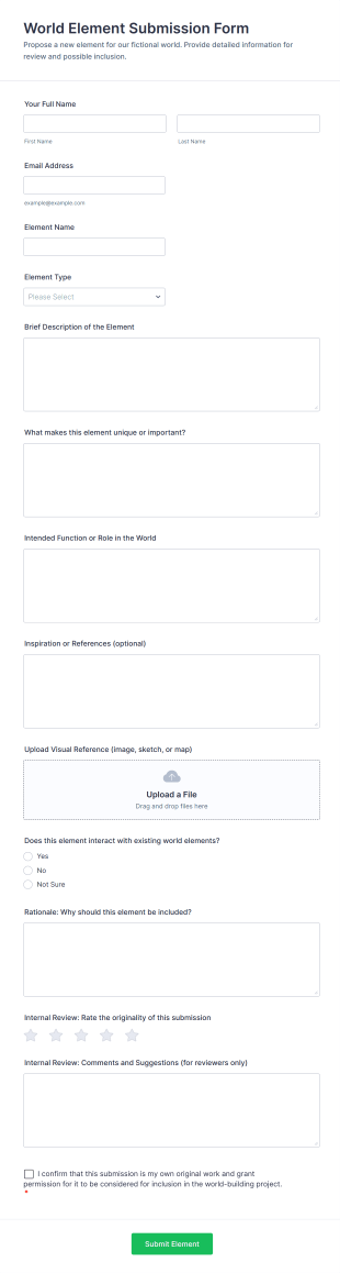 World Element Submission Form Template