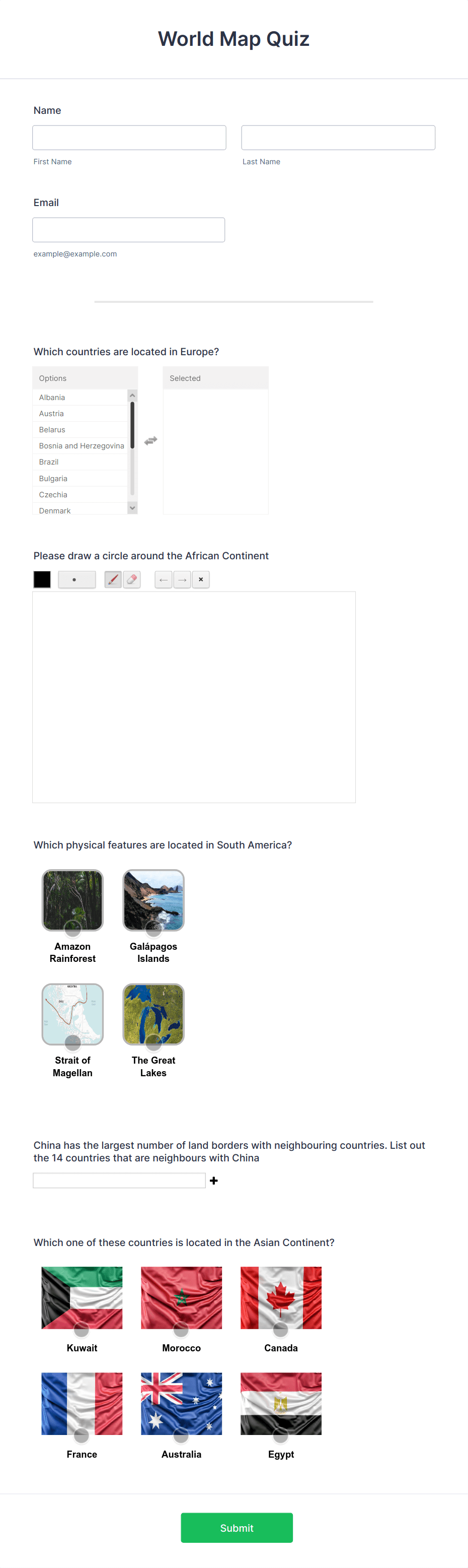 World Map Quiz Form Template | Jotform