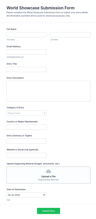 World Showcase Submission Form Template