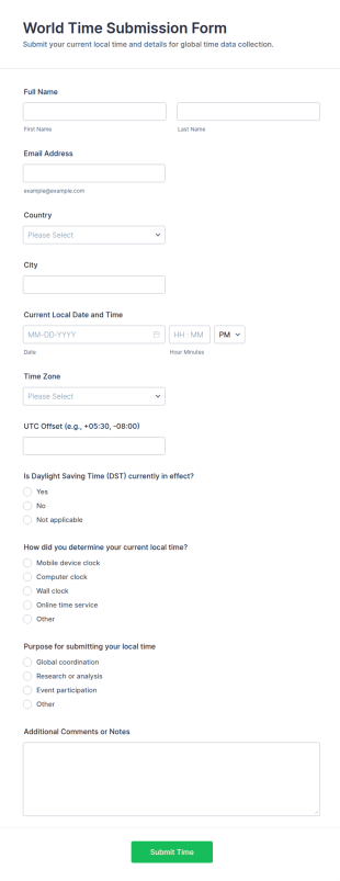 World Time Submission Form Template