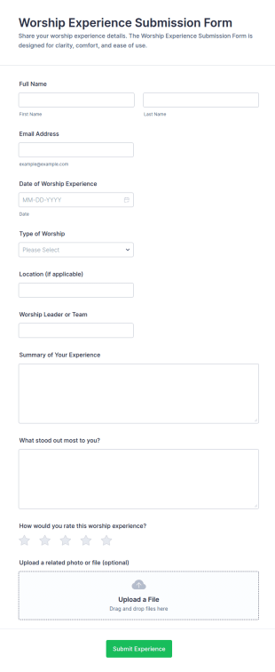 Worship Experience Submission Form Template