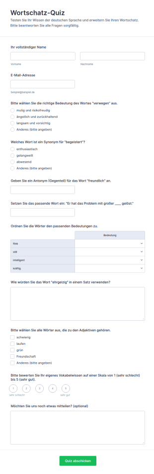Wortschatz Quiz