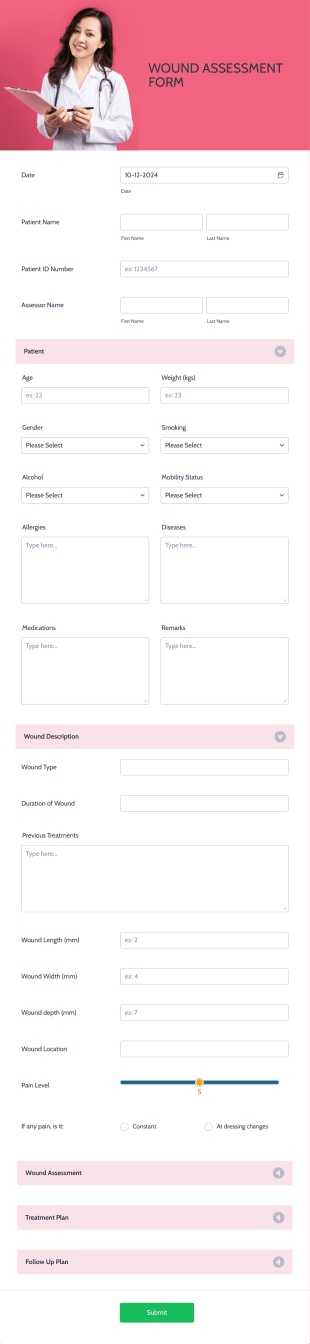 Wound Assessment Form Template