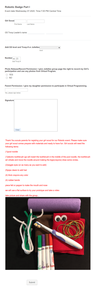 Wow Journey 1 Form Template