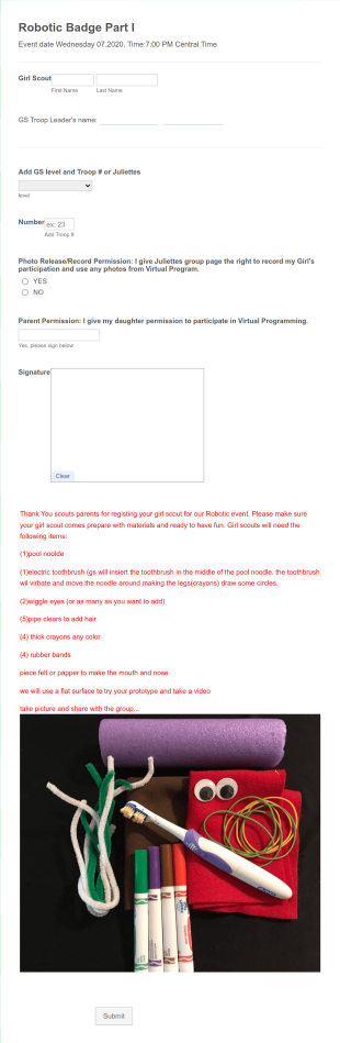 Wow Journey 1 Form Template