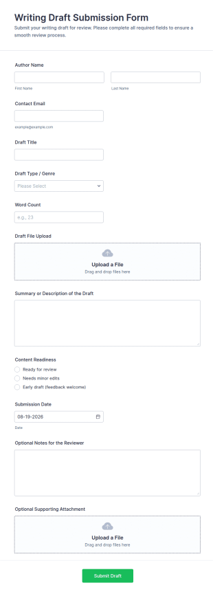 Writing Draft Submission Form Template