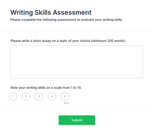 Writing Skills Assessment Form Template