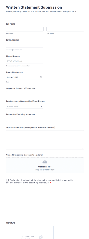 Written Statement Submission Form Template