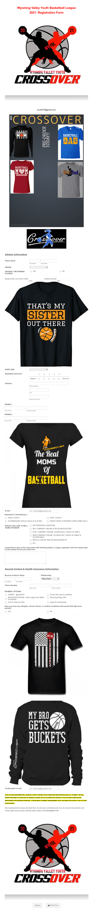 Youth Basketball League Registration Form Template