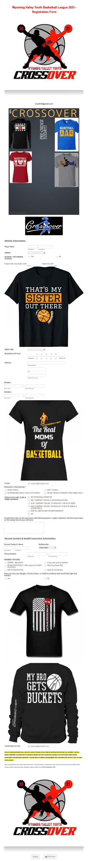 Youth Basketball League Registration Form Template