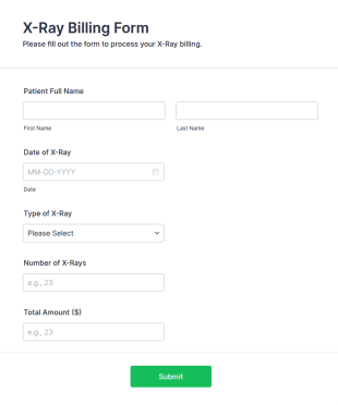 X Ray Billing Form Template