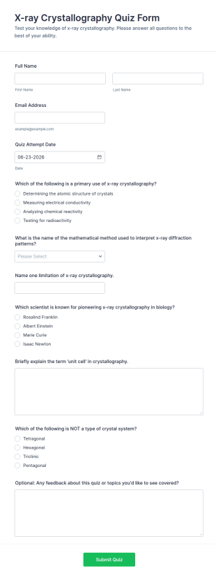 X Ray Crystallography Quiz Form Template