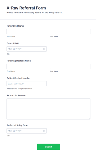 X Ray Referral Form Template