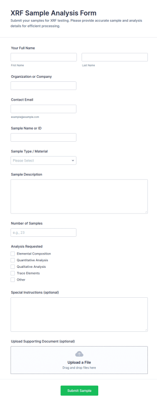 XRF Sample Analysis Form Template