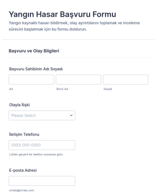 Yangın Hasar Bildirim Form Şablonu