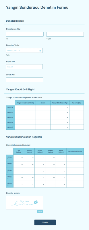 Yangın Söndürücü Muayene Form Şablonu