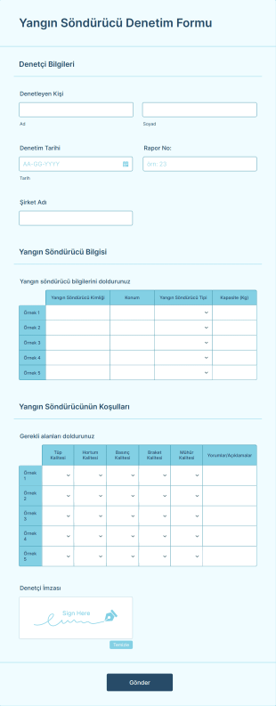 Yangın Söndürücü Muayene Form Template
