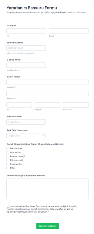 Yararlanıcı Başvuru Form Template