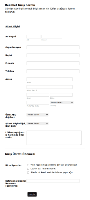 Yarışma Katılım Form Şablonu