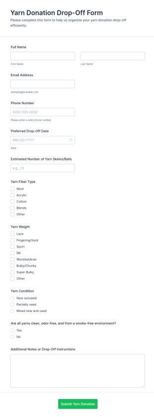 Yarn Donation Drop Off Form Template