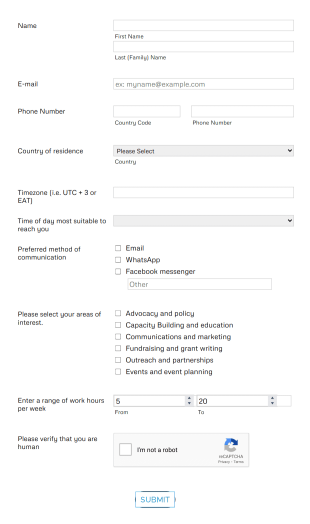 YASM Volunteer Recruitment Form Template
