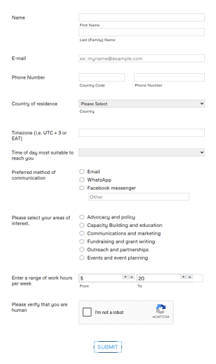 YASM Volunteer Recruitment Form Template