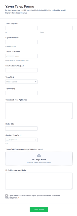 Yayın Talep Form Şablonu