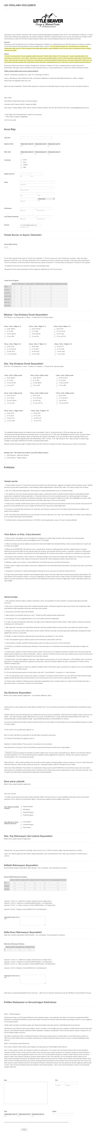 Yaz Kampı Kayıt Form Template